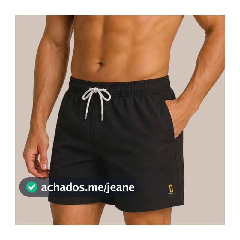 Short Masculino Neon Bermuda Praia Mauricinho Jr Rf. 001 Preto Egg
