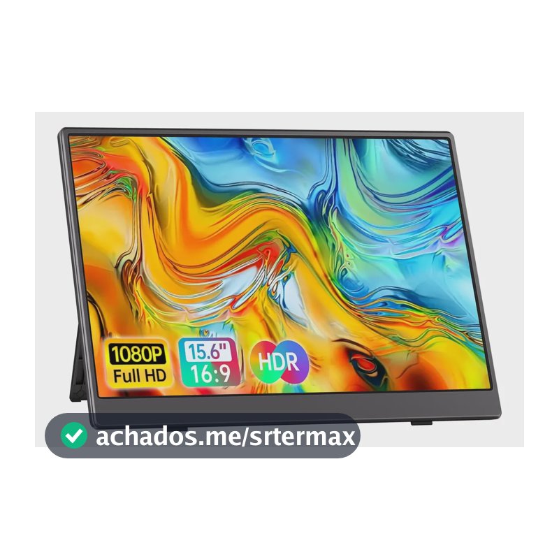 Monitor Portátil 15.6'' Tela Externa Hdr Ips 1080p Ultrafino Preto 127/220v