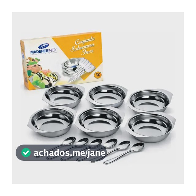 Conjunto Taças Sobremesa Inox 12 Peças Tigelas Com Colheres Inox