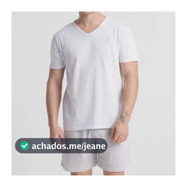 Pijama 100% Algodão Adulto Masculino Camiseta E Shorts