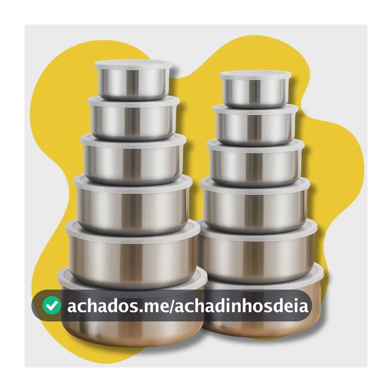 10 Jogo Conjunto Potes Com Tampa Hermetico Em Aço Inox Cinza