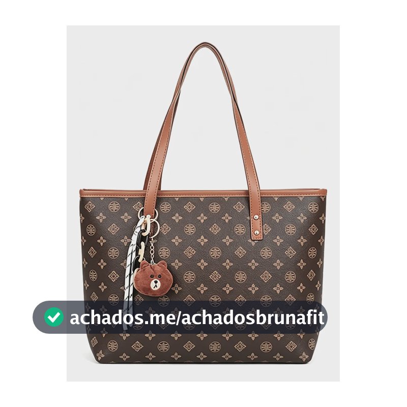 Bolsa Tote Feminina Grande Couro Pu Luxo Monograma Urso