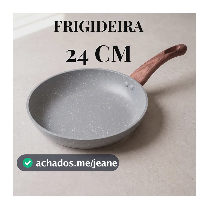 Frigideira Cerâmica 24Cm Antiaderente Cooktop Indução Fogão a Gás Elétrico sem óleo não gruda cinza granito cabo baquelite fundo triplo antitérmico profissional compacto