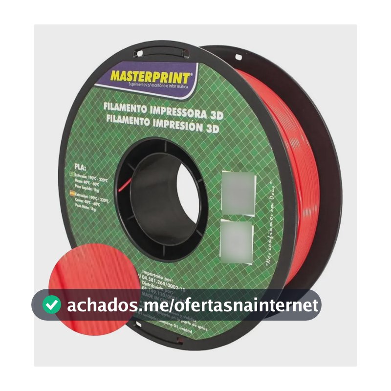 Filamento Pla Masterprint Cores 1kg P/ Impressora 3d - Full Cor Vermelho