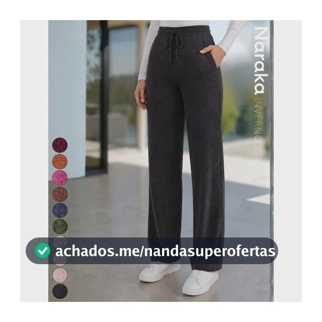 Calça Pantalona Feminina Lanzinha Cintura Alta Com Bolso