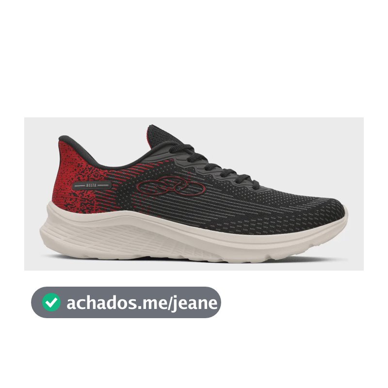 Tênis  Masculino Delta/122 Olympikus Preto/vermelho Liso 34 Br