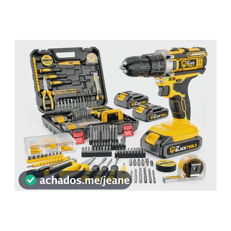 Furadeira Impacto 2 Bateria 21v + Kit Combo Maleta 136 Peças Amarelo 127/220v 60hz