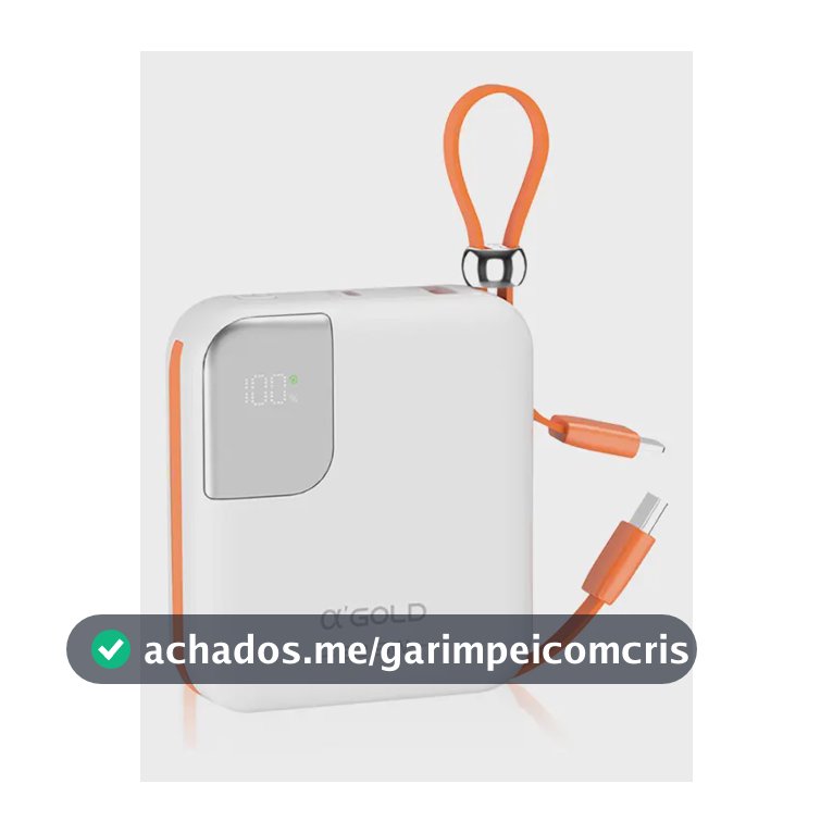 Carregador Portátil Power Bank 10.000mah Universal Display Cor Branco