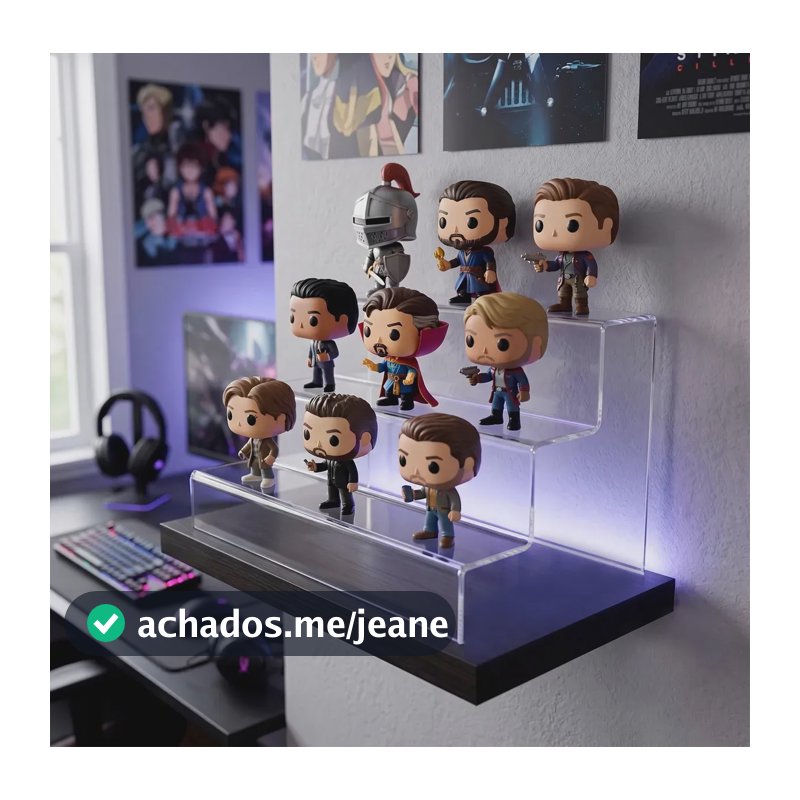 Expositor Escadinha Acrílico 3 Degraus para Funko Pop Perfumes Temperos Miniatura Maquiagens Cosméticos