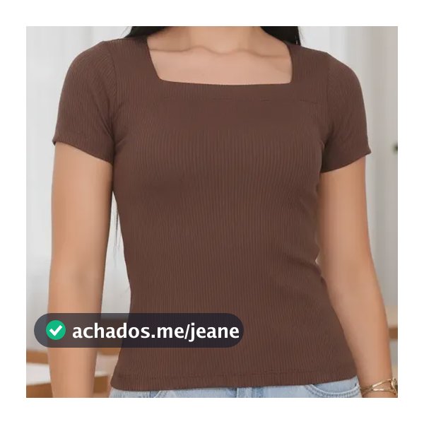 Blusa Feminina Manga Curta Decote Quadrado Básica Baby Look