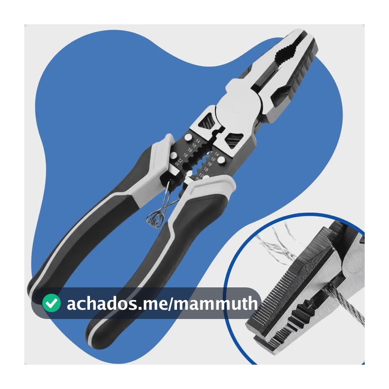 Alicate Universal Multiuso Corta Tudo Prensa Terminal Descasca Crimpa Isolado 1000v Eletricista Profissional Reforçado 9 Polegadas Gurumania