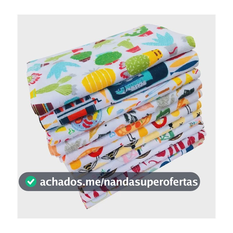 Pano De Copa Prato Cozinha Atoalhado Atacado Felpudo Kit Com 10 Pecas