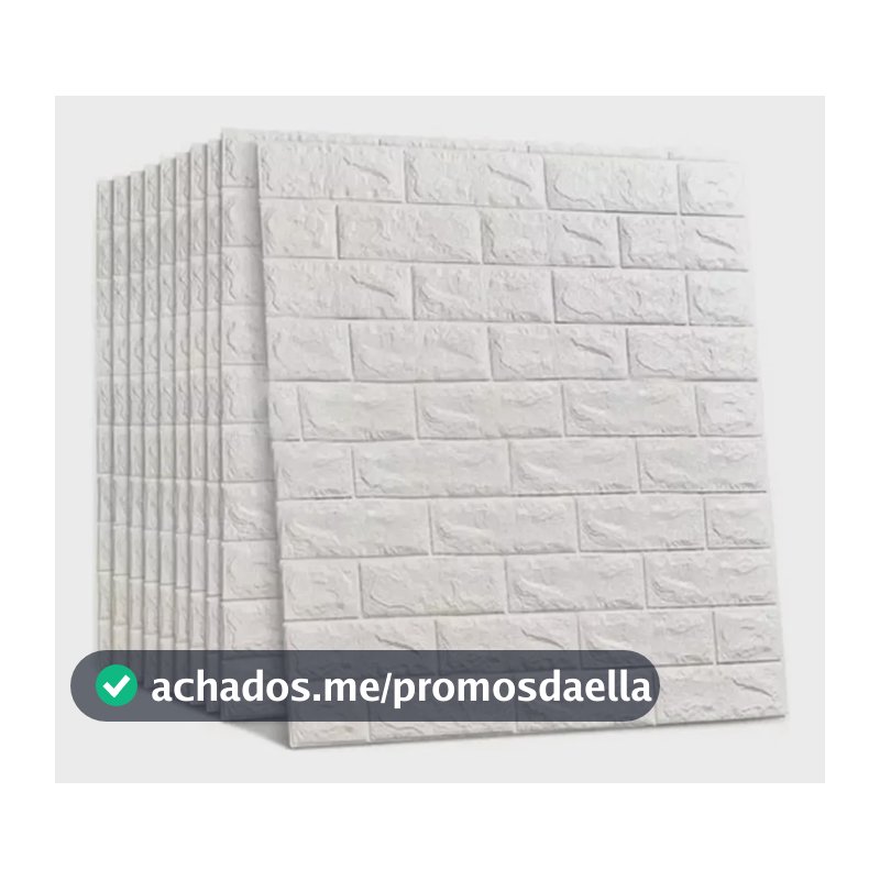 Kit 10 Placas Adesiva 3d Tijolinho Revestimento Parede 70x38 Branco