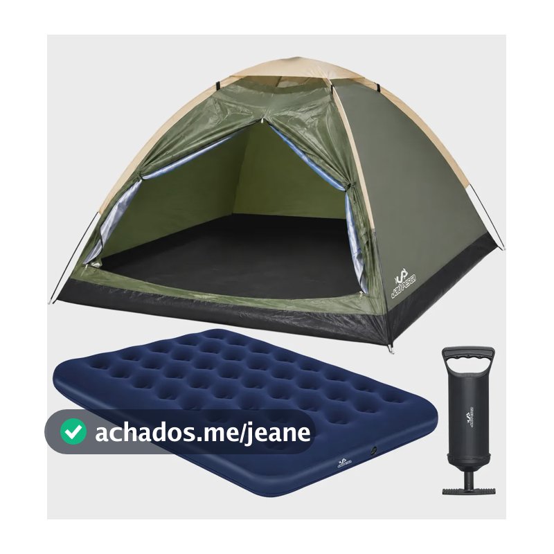 Kit Barraca Iglu 3/4 Pessoas Colchão Inflável Casal + Bomba Azul
