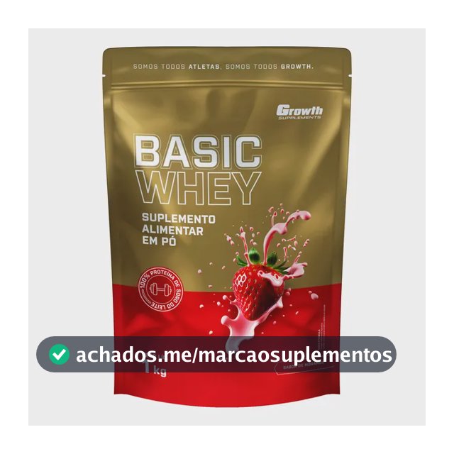Basic Whey 1kg Growth Supplements Morango