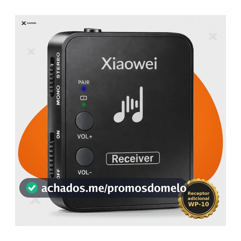 Receptor In Ear Sem Fio Xiaowei WP-10 Retorno de Palco 2.4GHz Monitor de Áudio Mono e Estéreo Recarregável Receptor Compatível com Transmissor M-Vave WP-10 Avulso