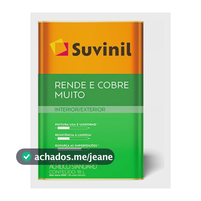 Tinta Acrílica Suvinil Standard Rende & Cobre Muito 18L Acabamento Fosco Cor Algodão egípcio
