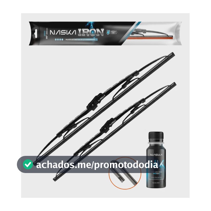 Palheta Limpador Para-brisa Naska Iron Encaixe Gancho Preto 206 1999 A 2020