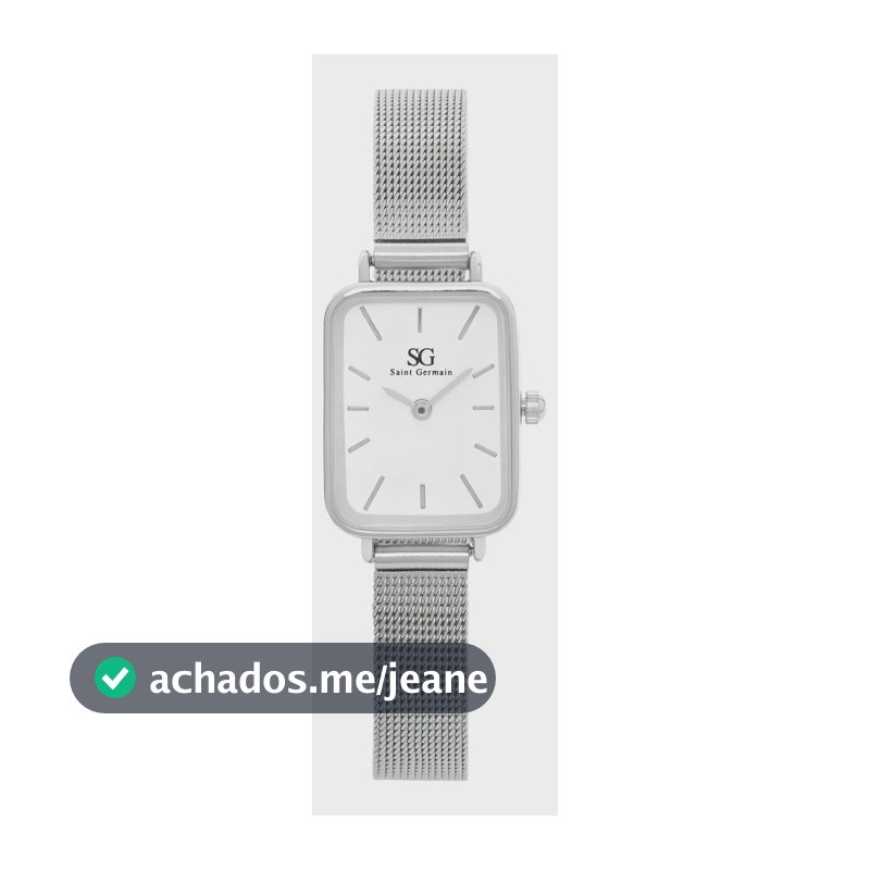 Relógio Feminino Saint Germain Quadrado Prata Square Harlem Silver Fundo Branco