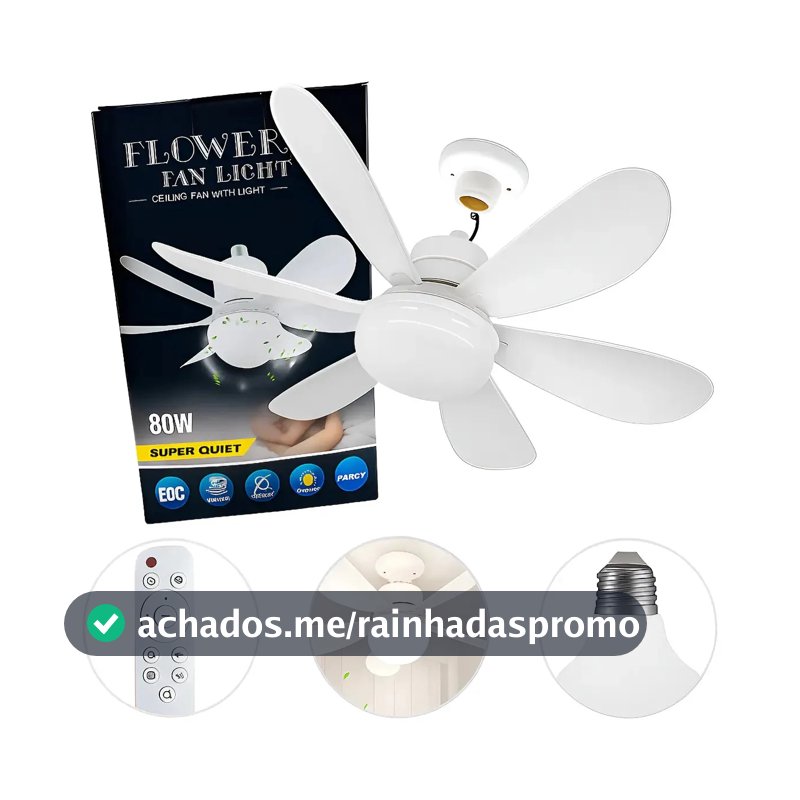 Ventilador De Teto Lâmpada 80w Led E27 Ajustável Bivolt