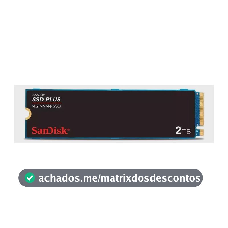SSD M.2 2280 2TB Sandisk Plus NVMe Pcie Gen3 SDSSDA3N-2T00-G26 Velocidade até 3200MB/s
