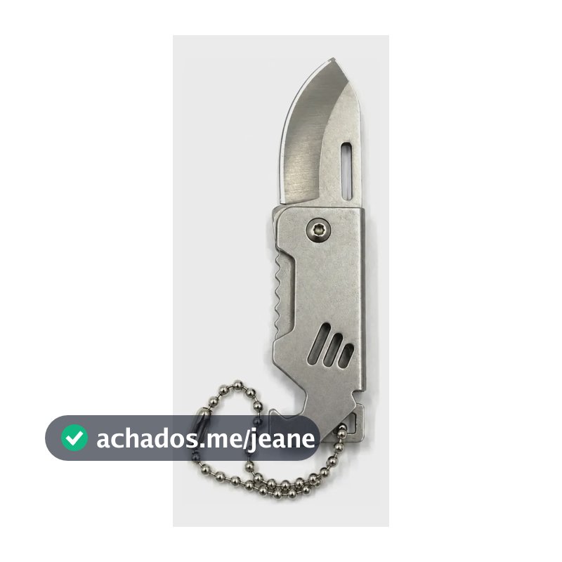 Mini Canivete Chaveiro Aço Inox Dobrável Discreto Com Trava  Cinza-escuro