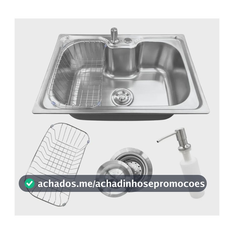 Cuba Gourmet Cozinha Aço Inox Escovado com Acessórios 60x42cm Stillus Home