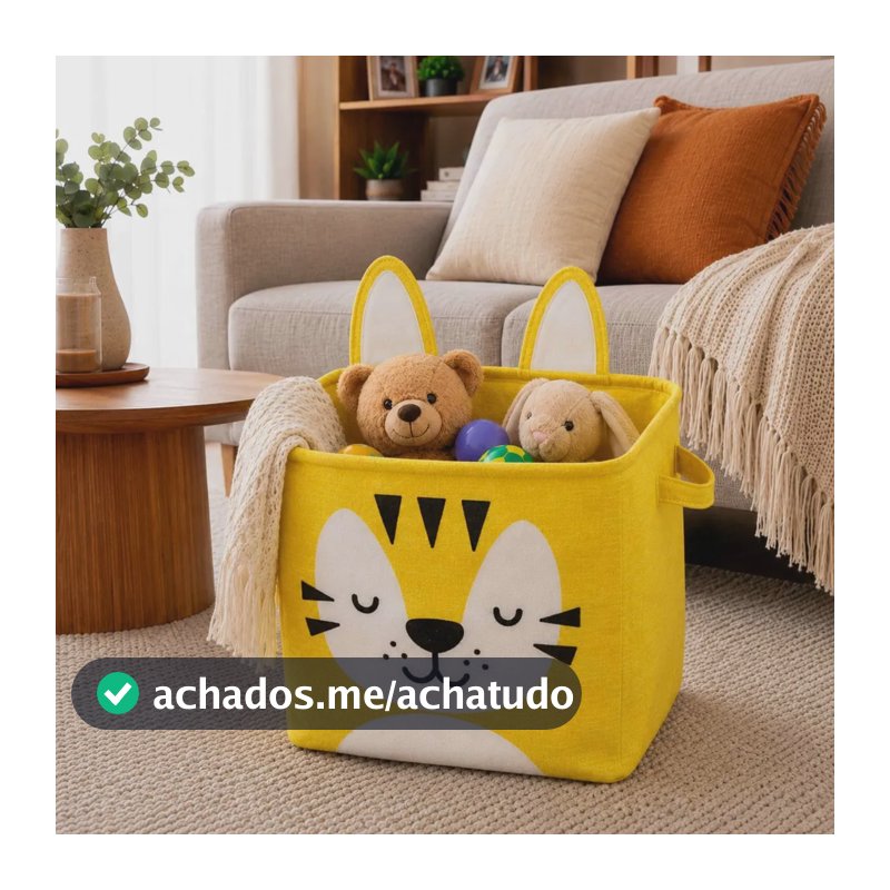 Cesto Organizador Infantil B-max Dobrável Resistente Amarelo