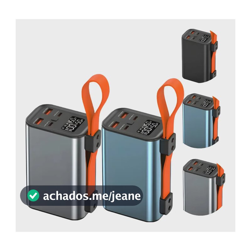 Power Bank Turbo 30000mah 100w Starlink Macbook Notebook Cinza