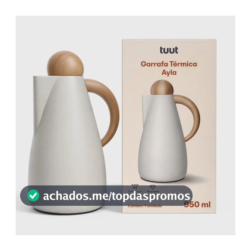 Garrafa Térmica De Café E Chá Ayla Branca Luxo 950ML Click - Tuut + Book