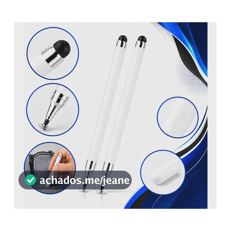 Kit 2 Caneta Touch Screen Stylus 2 Em 1 Ponta Fina Tablet Celular Gurumania