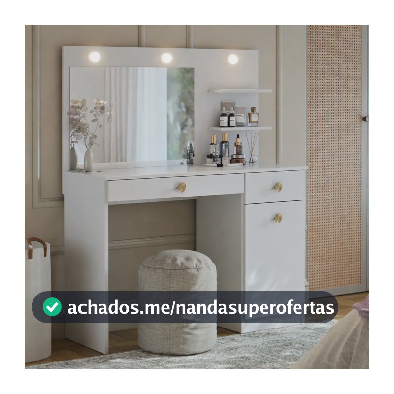 Penteadeira Camarim Jolie Com Led Espelho E 2 Gavetas Organ Branco