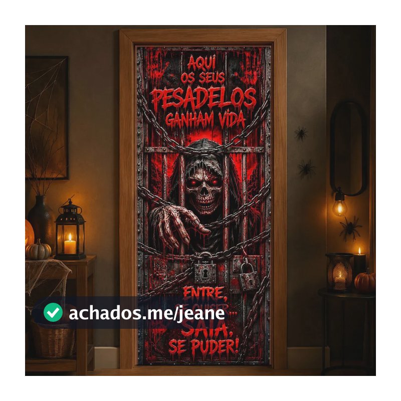 Capa de Porta Halloween Caveira Terror Monstro Decoração Dia das Bruxas Capa Enfeite de Porta de Entrada Decorativa Em Tecido Veste Porta