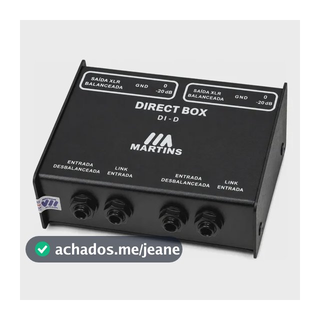 Direct Box Passivo Martins Estéreo DI-Duo 2 Canais para Instrumentos Saída XLR - Baixo Guitarra Teclado