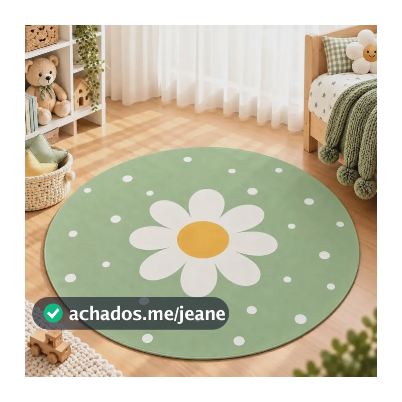 Tapete Infantil Redondo Emborrachado Antiderrapante Quarto 88 Cm Cor-8