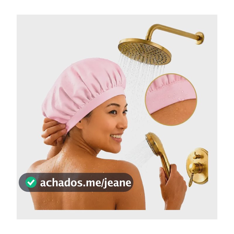 Touca Banho Impermeável Moto Chuveiro De Luxo Banheira Spa Rosa -touca Impermeável