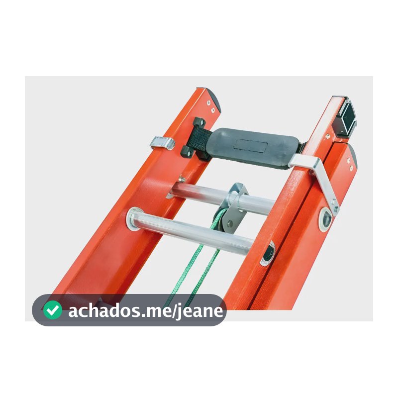 Escada Extensiva 8.40 Metros Fibra de Vidro Laranja Degraus Antiderrapantes
