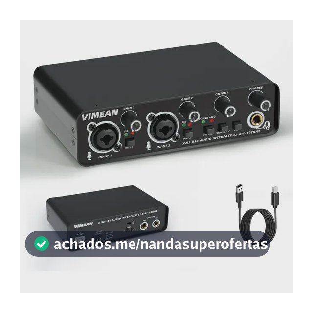 Vimean Interface De Audio Profissional 2 Canais Placa De Áudio 32 Bits/192khz interface audio usb 3.0 ，Para Produção Musical Profissional