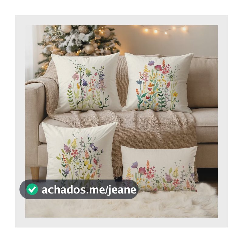 Kit 4 Capas Almofadas De Veludo Boho Flores (43x43 E 50x29) Boho Flores
