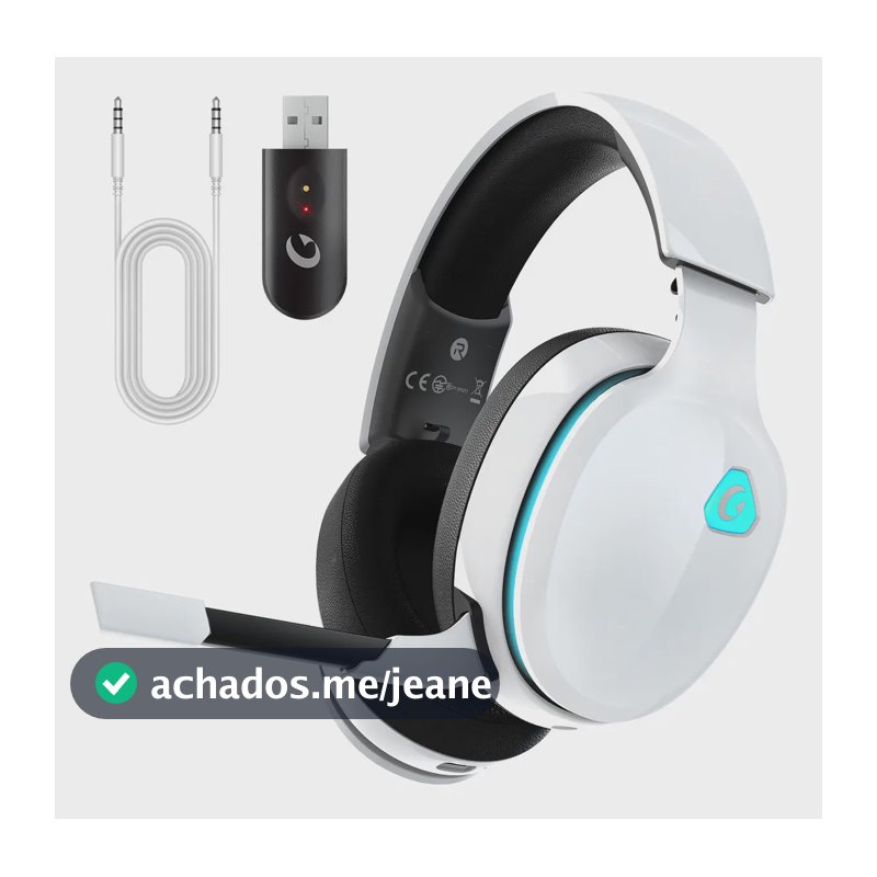 Fone De Ouvido Gamer Headset USB Olafvi Captain 300 Com Fio Branco Microfone Cancelamento De Ruído PS5 PS4 PC Switch (1 pc)