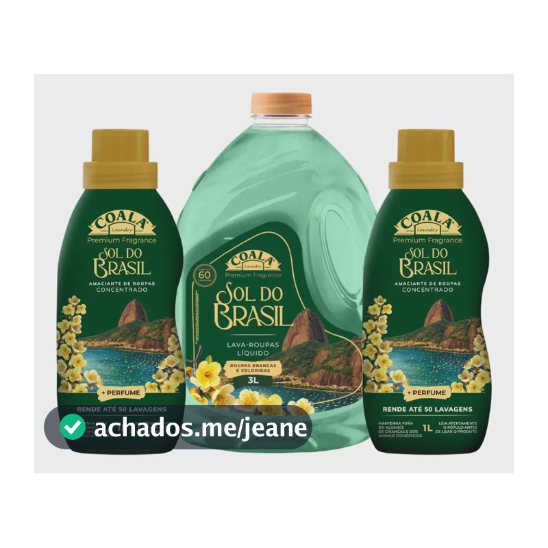 Kit Coala Sol Do Brasil - 1 Lava Roupas 3l + 2 Amaciantes 1l