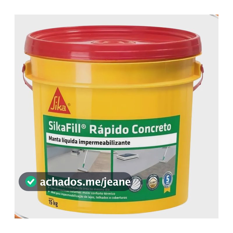 Impermeabilizante SikaFill Rápido para Lajes e Coberturas, Cinza Concreto, 15 kg