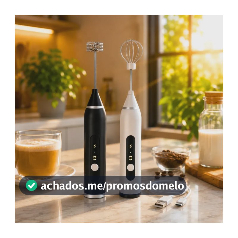 Mixer Portátil Elétrico 2 em 1 Misturador de Bebidas Mini Batedor Premium USB Mexedor Bebidas Vitaminas Café Chá Drink Blackbom