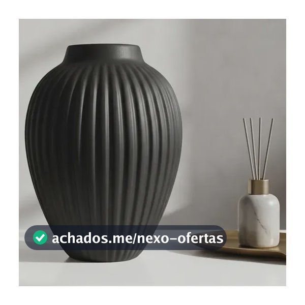1 Vaso Grande Decorativo Cerâmica Enfeite Quarto Rack Hall Cupula G Preta