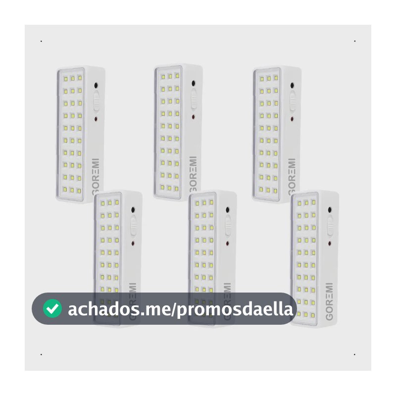 6 Luminária Emergência Lâmpada 30 Leds Recarregável Bivolt Branco-frio