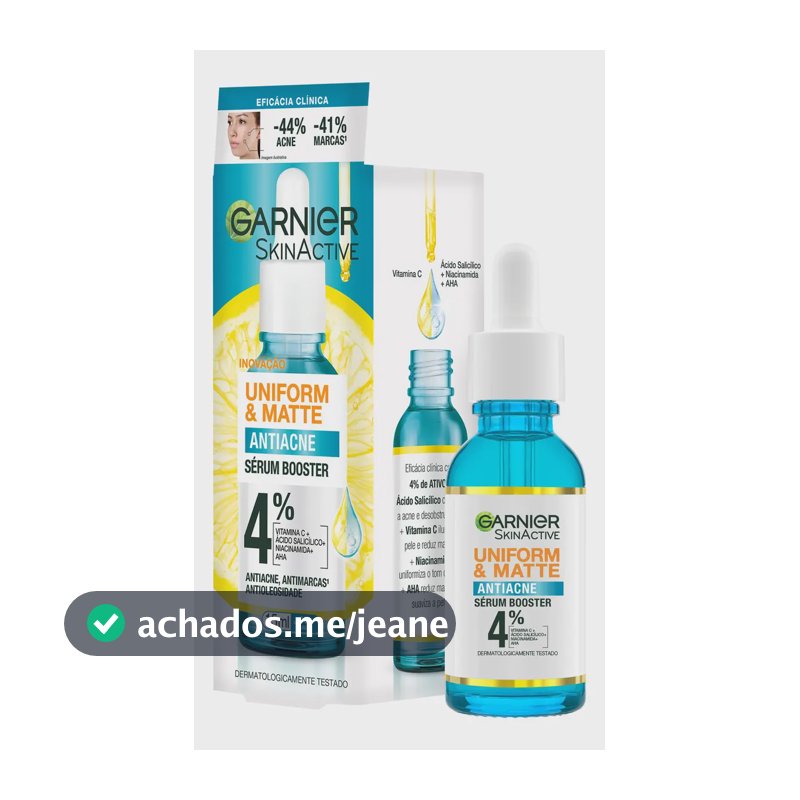 Sérum Facial Antiacne, Reduz Espinhas e Marcas Efeito Matte Antioleosidade com Vitamina C e Ácido Salicílico, Uniform & Matte Garnier, 15ml