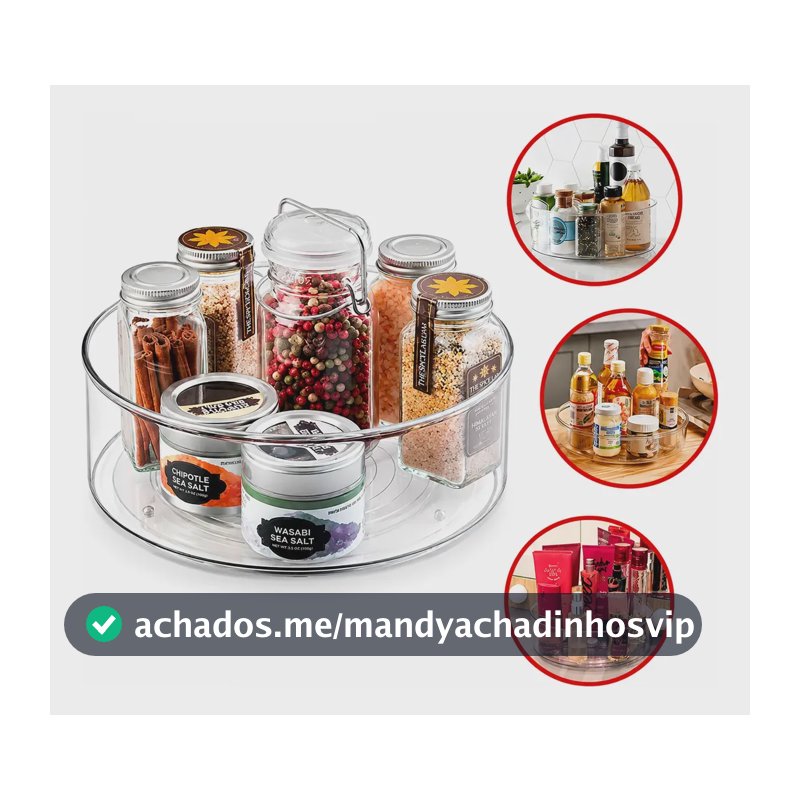 Organizador Geladeira Maquiagem Giratório Armário Multiuso Incolor