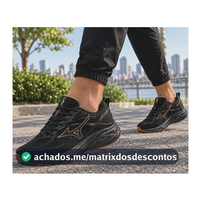 Tenis Mizuno Esportivo Space 6 Confortável Treino Caminhada Preto/preto Liso 37