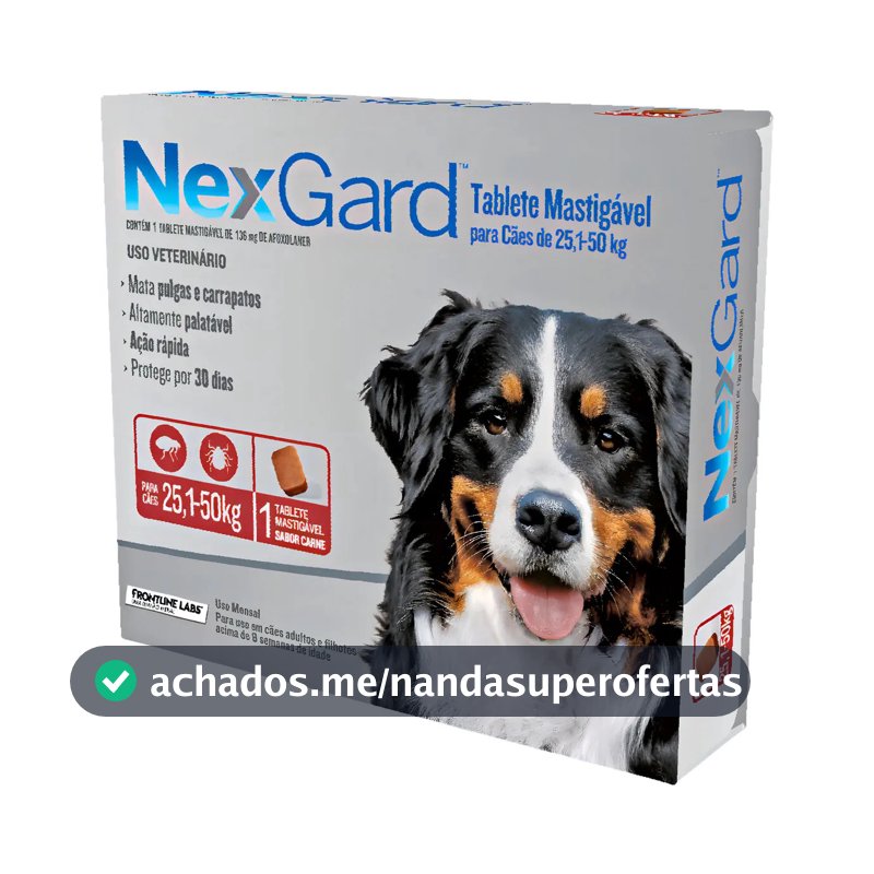Comprimido NexGard Anti Pulgas e Carrapatos Cães 25,1-50kg 1 Tablete