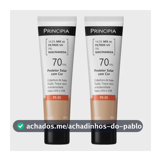 Principia Kit C/2 Protetor Solar Facial Fps70 Cor 2.0